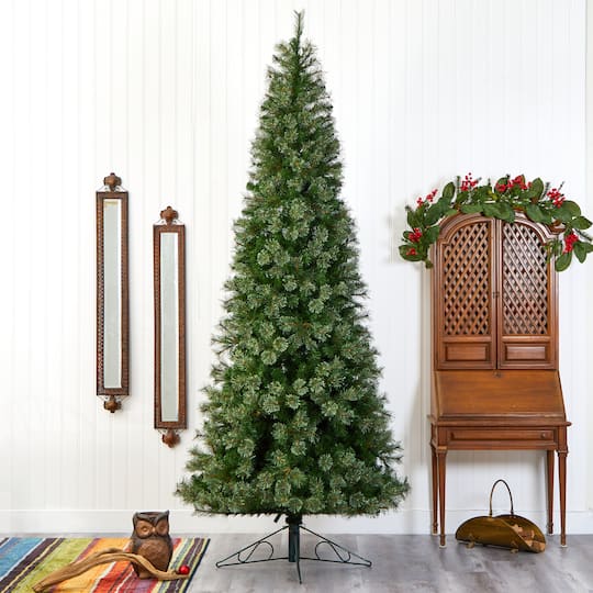 10ft. PreLit Cashmere Artificial Christmas Tree, Warm White LED Lights Pre Lit Christmas Trees 10ft